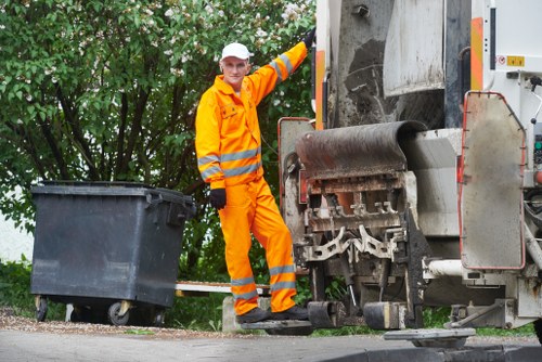 Different types of builders waste segregated for disposal